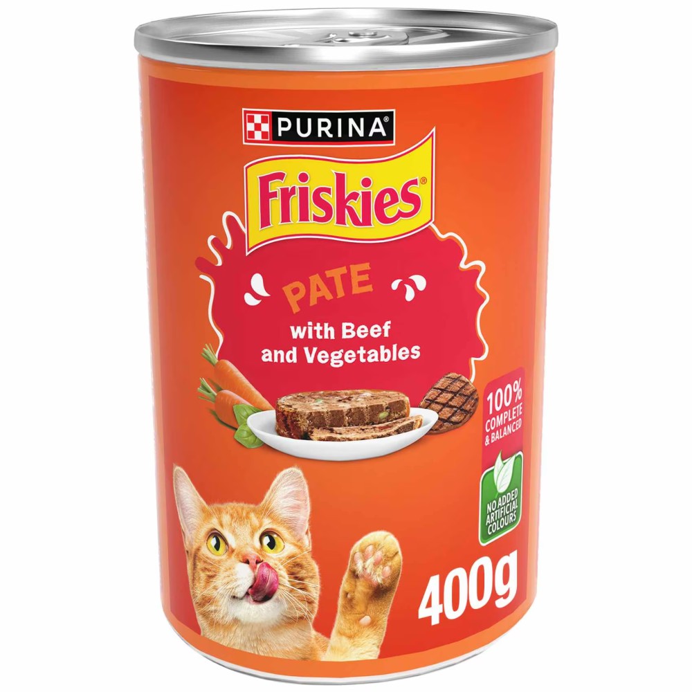 Purina Friskies Pate with Beef and Vegetables in Chunk Wet Cat Food, 400g