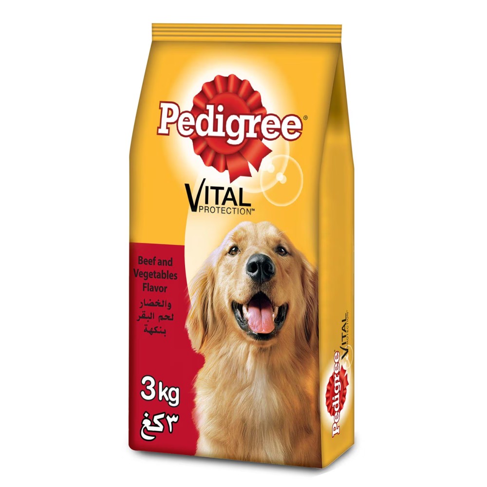 Pedigree Vital Protection Beef and Vegetables Flavour Dry Food for Adult Dog, 3kg