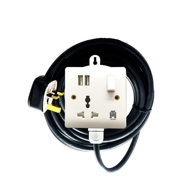 حسن مقبس واحد USB منفذ طاقة عالمي سلك تمديد 30 متر ، أبيض ، شاحن موبايل ، تمديد سلك طويل