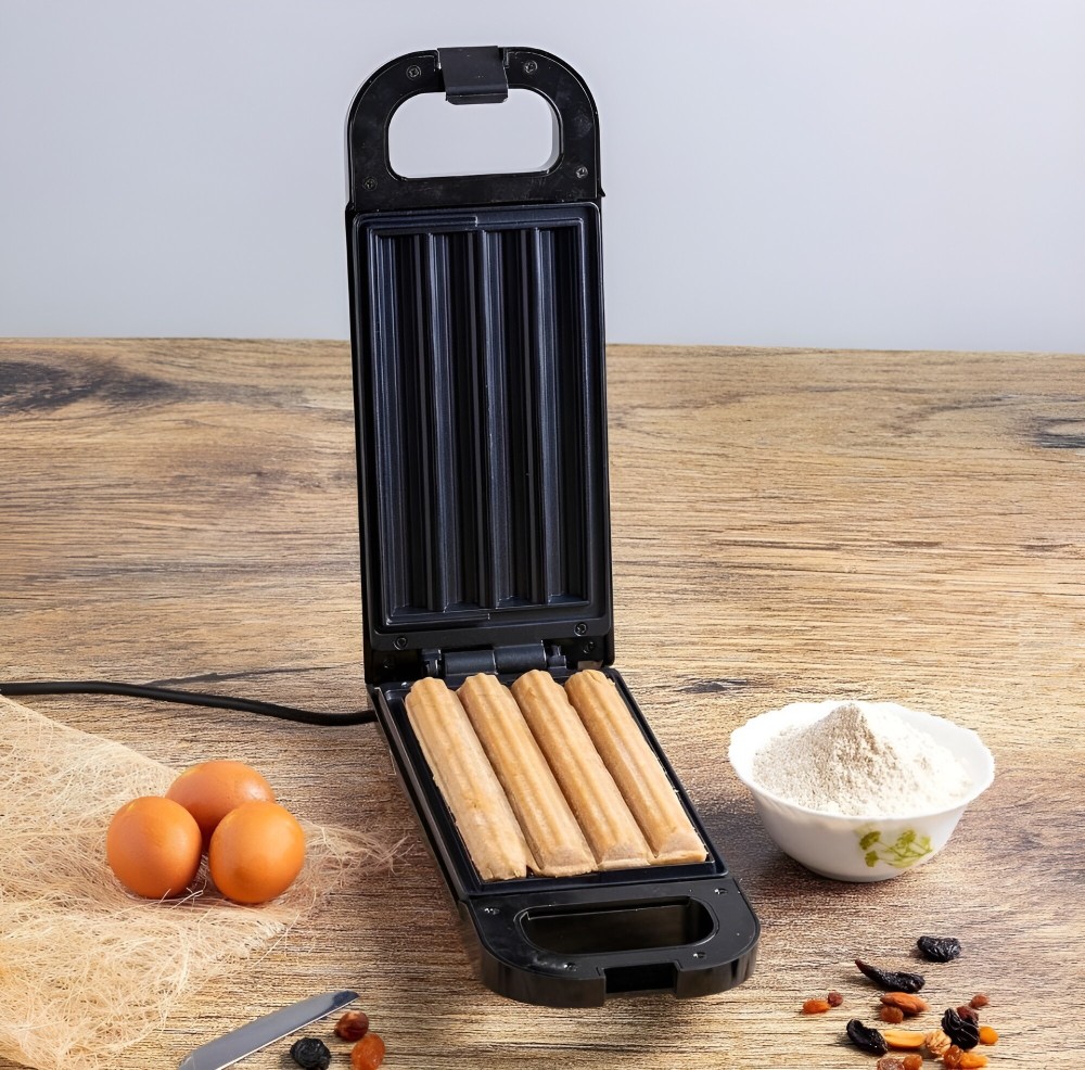 Sprintee Churros Maker Power and Ready Indicator Non Stick Cooking Plate Easy to Clean 750W Freshly Bake 4 Churros at Time Cook Healthy & Oil Free Churros 750W Black