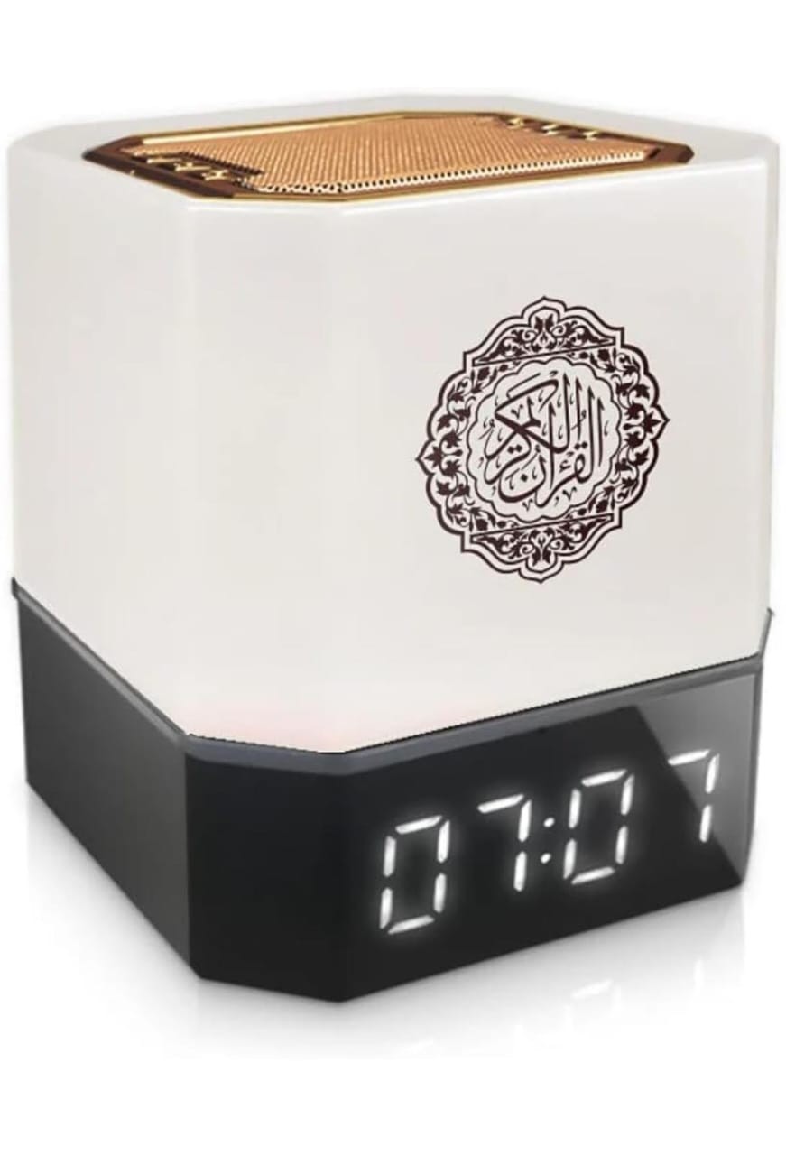 Sprintee Quran Speaker with Remote & App Control, Dimmable 7-Color Changing Azan Bluetooth Speaker, 16 Language Support, MP3 Music, Night Light, and Alarm Clock