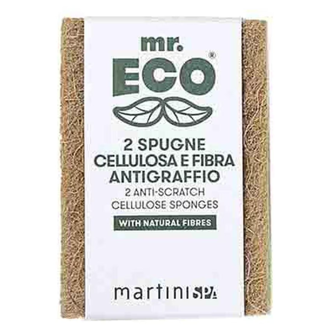 Martini Spa Mr. Eco Double Action Cellulose Sponge Natural Fiber 30g Pack of 2