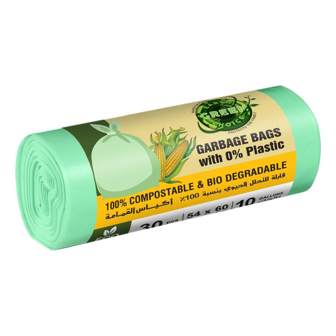 Earth Green Choice Garbage Bags With 0% Plastic Roll 56x60cm 30 Garbage Bags