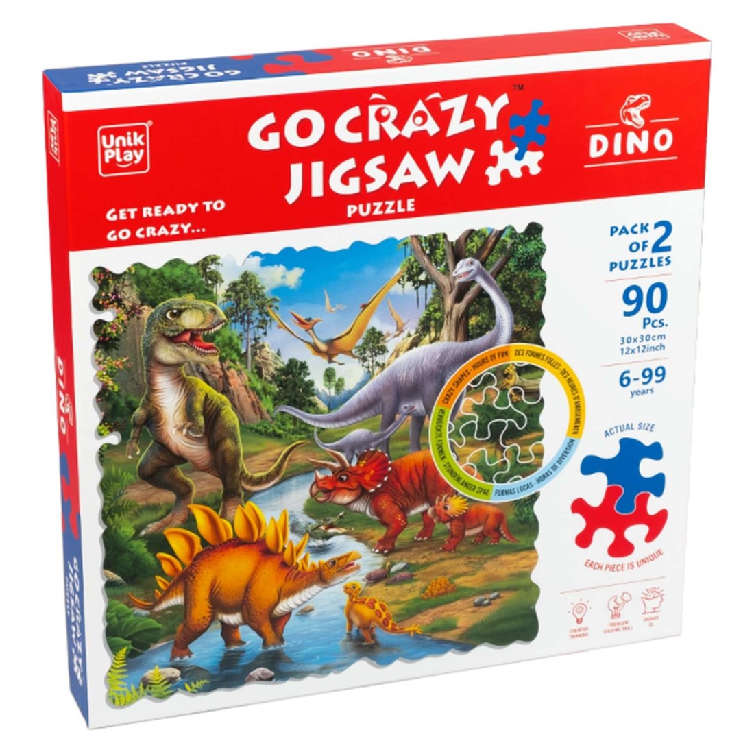 Unik Play Go Crazy Dino Jigsaw Puzzle UPJP 1212/GB01
