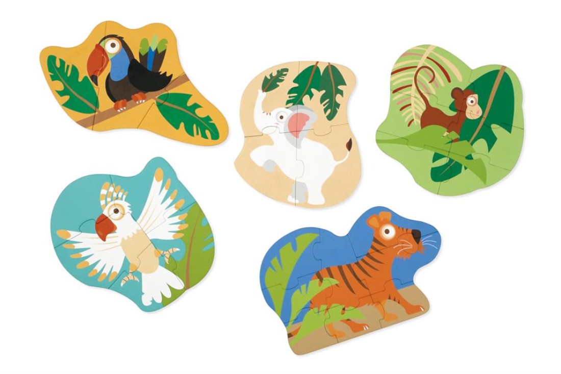 Scratch Europe Starter Puzzles - Jungle With 5 Puzzles (3, 4, 5, 6, 8 Pieces)