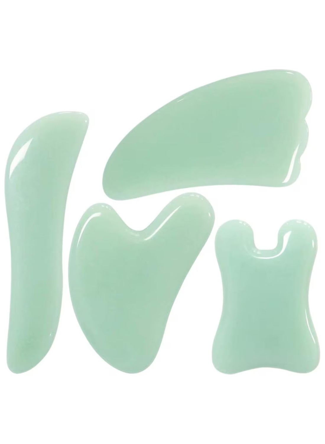 Set of 4 Gua Sha Board Massage Tool, Natural Jade Stone Scraping for Face and Body,Ultimate Skin Care Solution for Anti-Aging &amp; Anti-Wrinkle,Spa Acupuncture Therapy Massage Stones