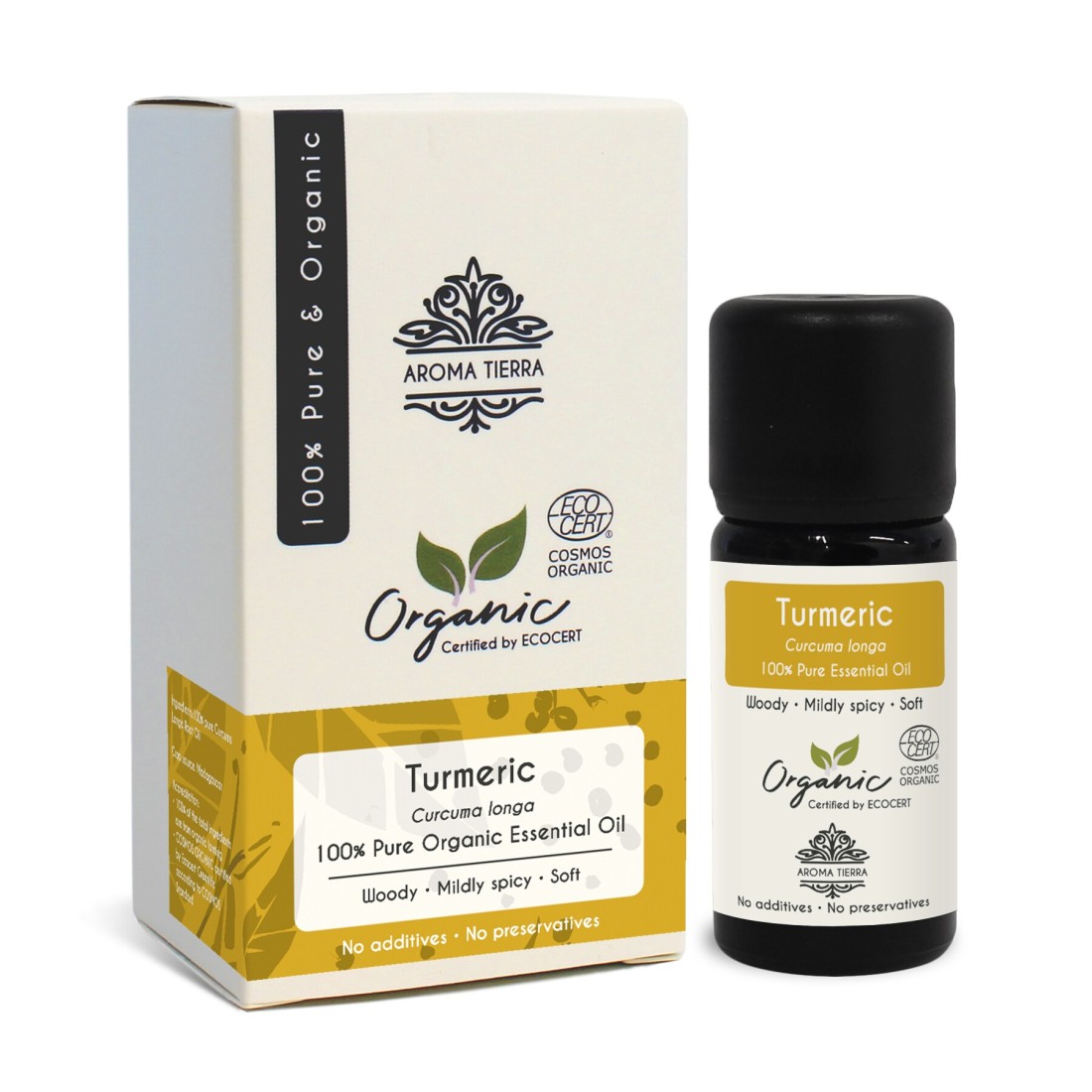 Aroma Tierra - Organic Turmeric Essential Oil (Madagascar) - Aroma Tierra - 100% Pure, Natural, Certified Organic By Ecocert - 10Ml