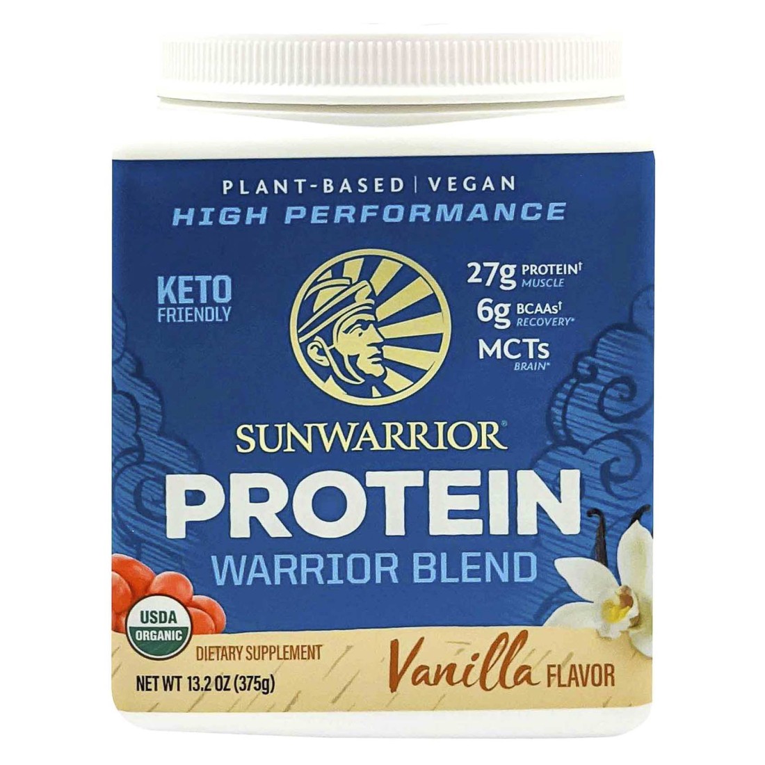 Sunwarrior Organic Protein Warrior Blend Vanilla Flavour Dietary Supplement 375g