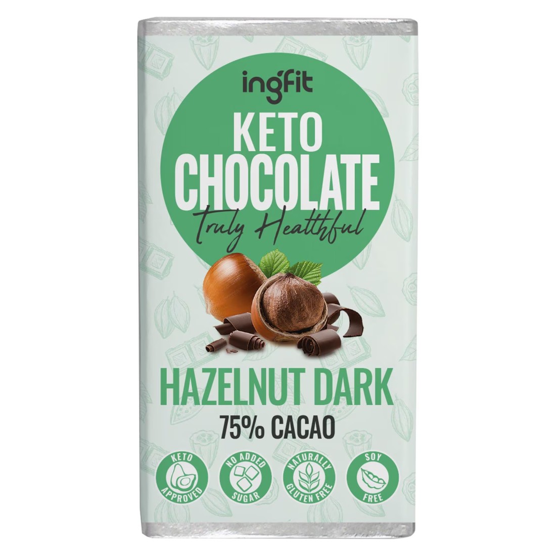 Ingfit Keto Chocolate Hazelnuts Dark 75% Cacao 27g