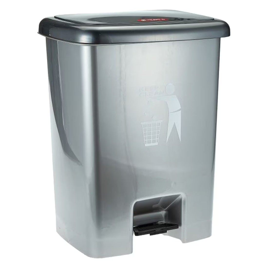 Lion Star Square Waste Bin With Pedal Grey 25L