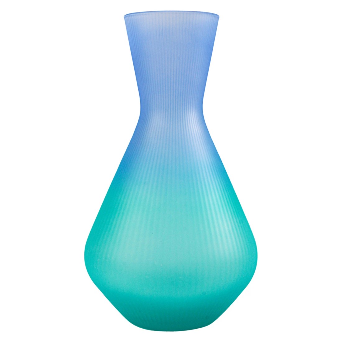 Glass Double Coloured Vase Blue 28.6cm