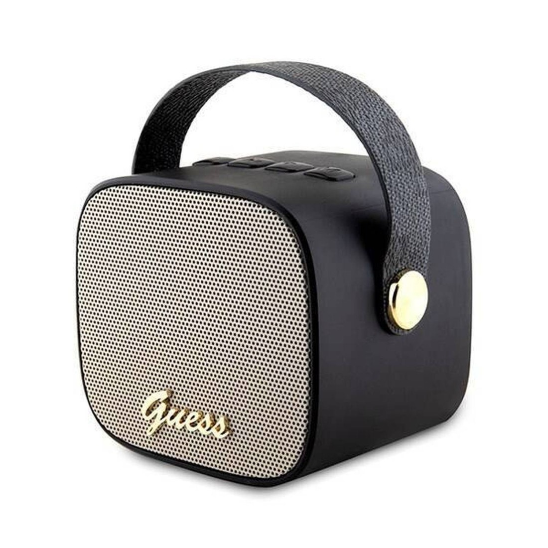 CG Mobile Guess Wireless Speaker with Handle, PU Leather, Bluetooth V5.3, 1200mAh Battery, Studio Quality Sound, AUX, TWS, TF Card, 4H Playtime, 112&plusmn;3 dB Sensitivity - Black
