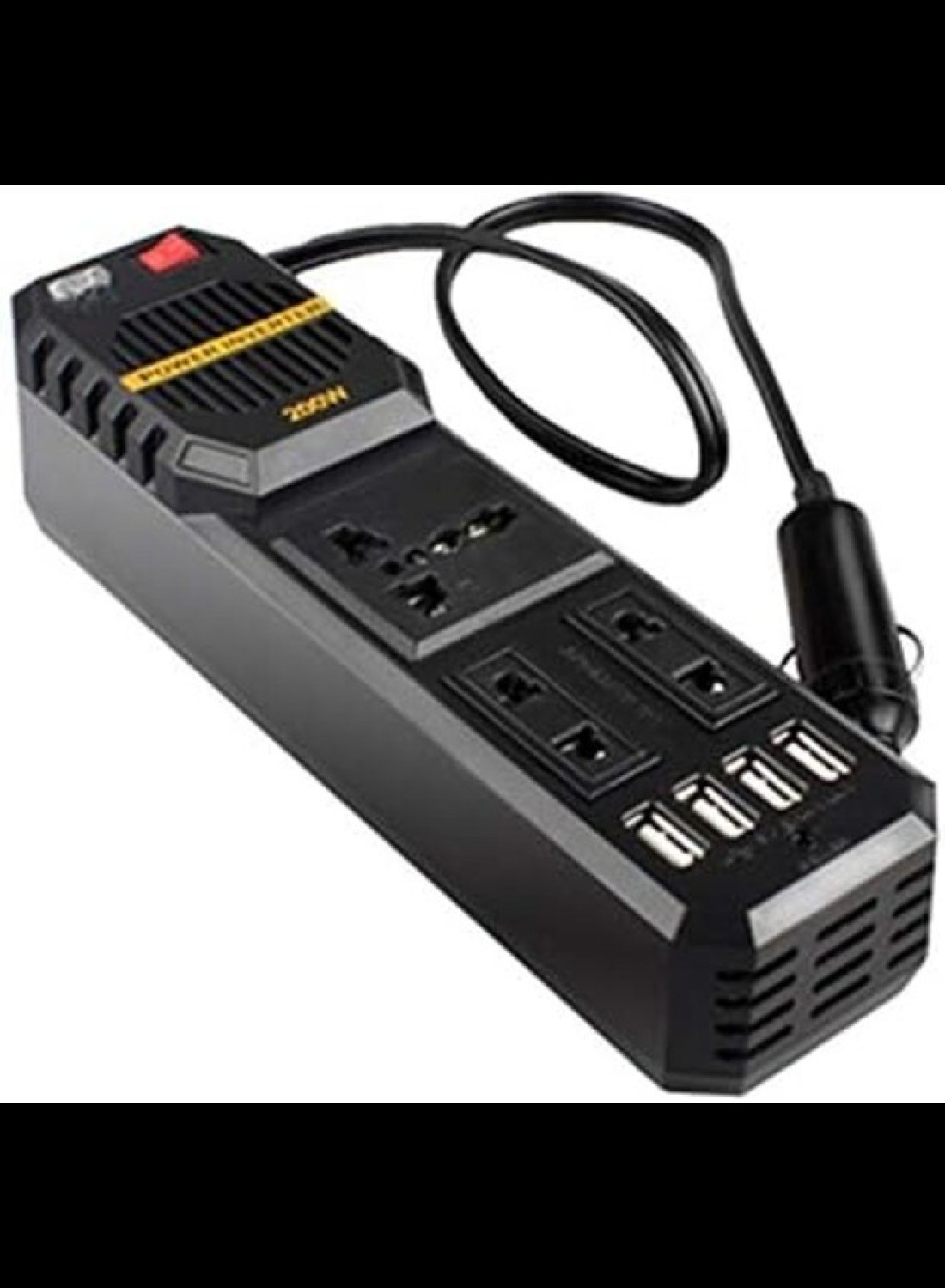 Radiotronics 200W Mini Car Vehicle Inverter DC 12V to AC 220V USB Output High-power Power Inverter Small Car Special Edition – Black