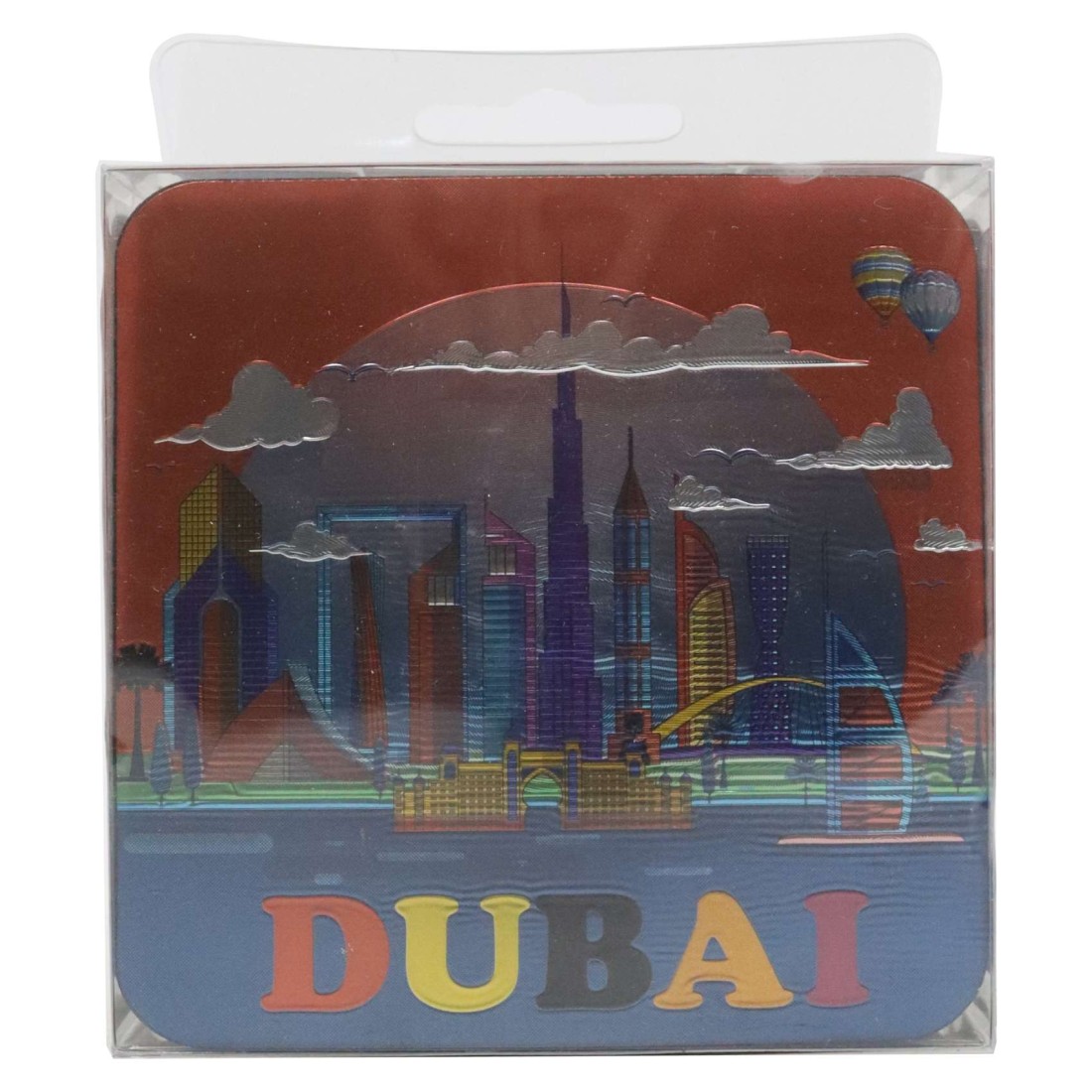 Souvenir Dubai 2-In-1 Fridge Magnet And Coaster Set Multicolour 6 PCS