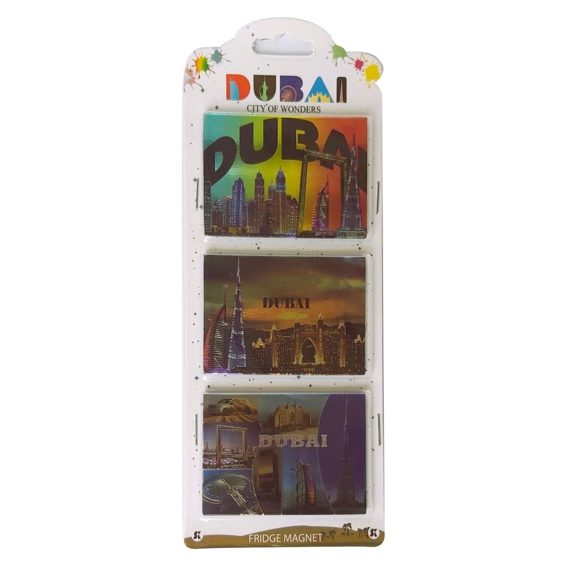 STK Rectangle Fridge Magnet Small Multicolour 3 PCS