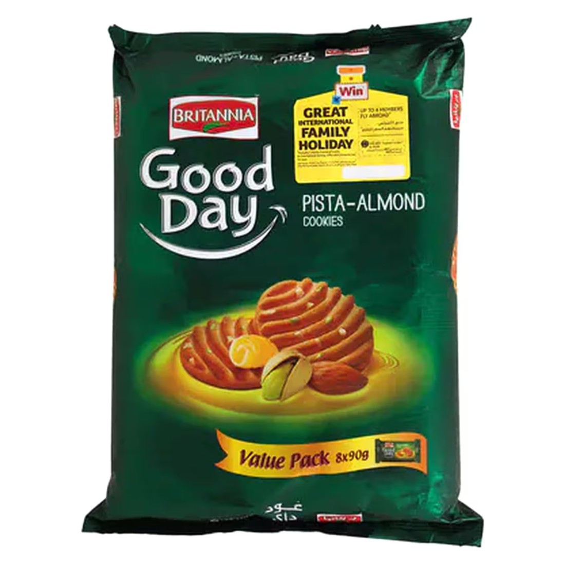 Britannia Good Day Pista Almond Cookies, 90g Pack of 8