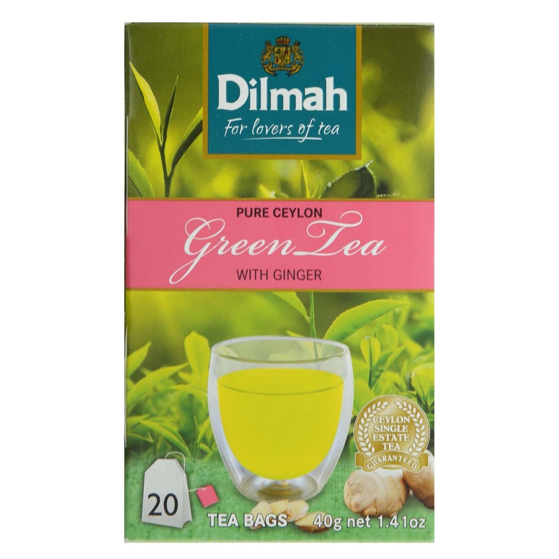 Dilmah Green Tea With Ginger 20 Tea Bags