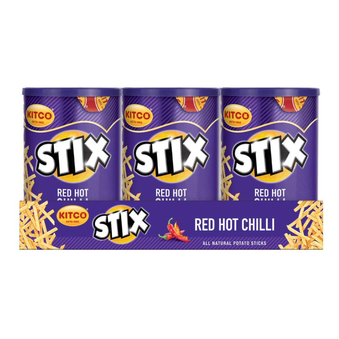 Kitco Stix Red Hot Chili Potato Sticks, 45g Pack of 6