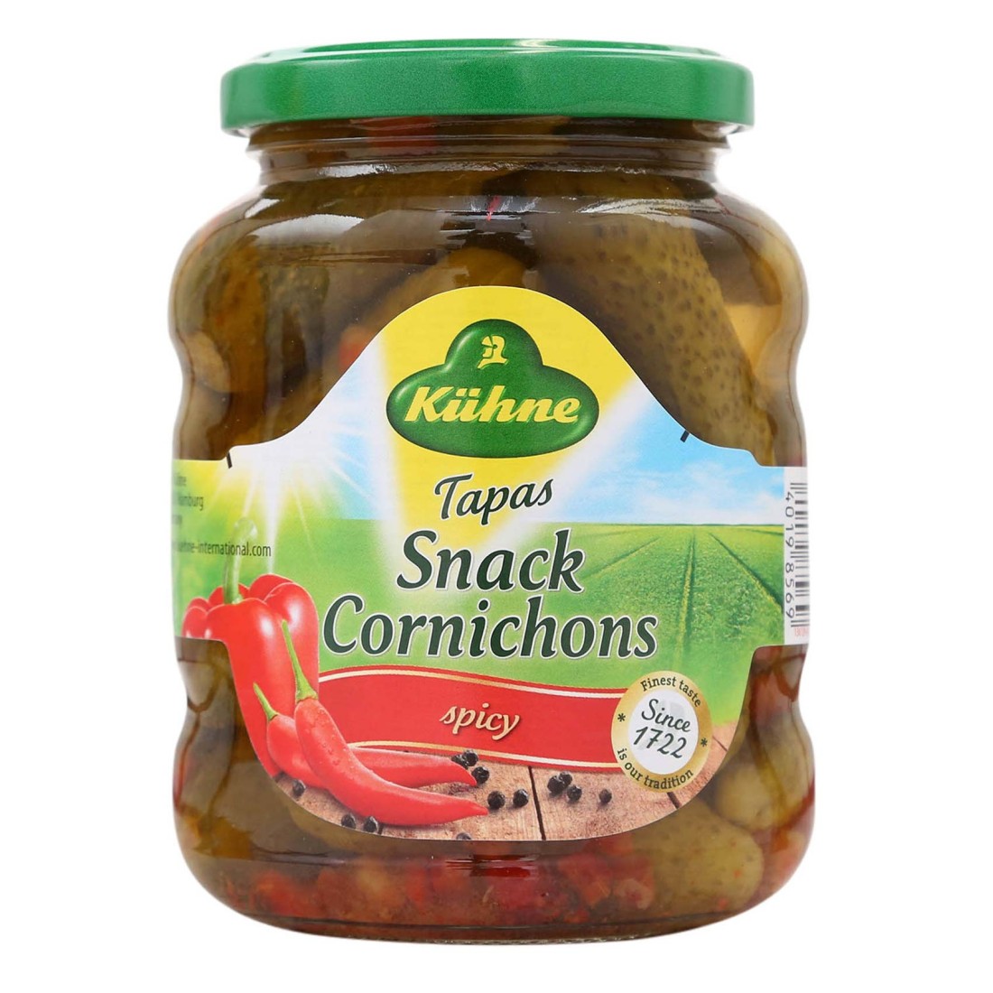 Kuhne Tapas Spicy Snack Cornichons Pickle, 330g