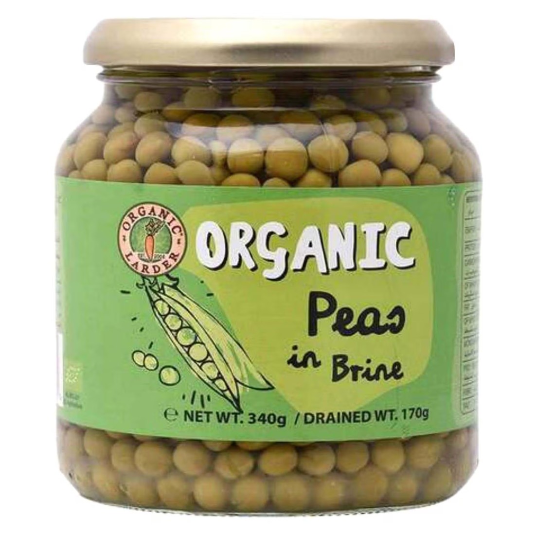Organic Larder Peas In Brine 340g