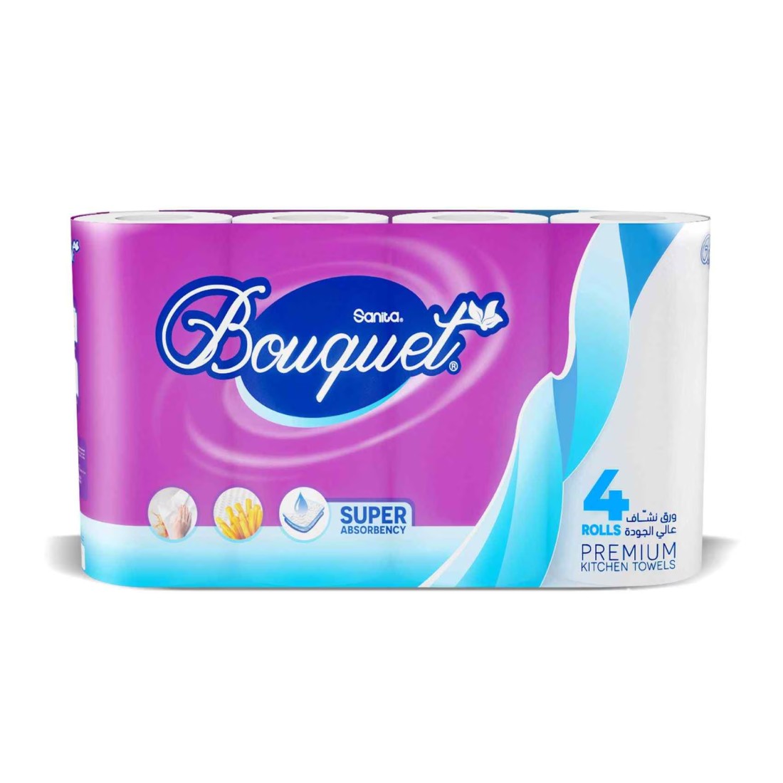 Sanita Bouquet Kitchen Towel Rolls White 54 Sheets 4 Rolls