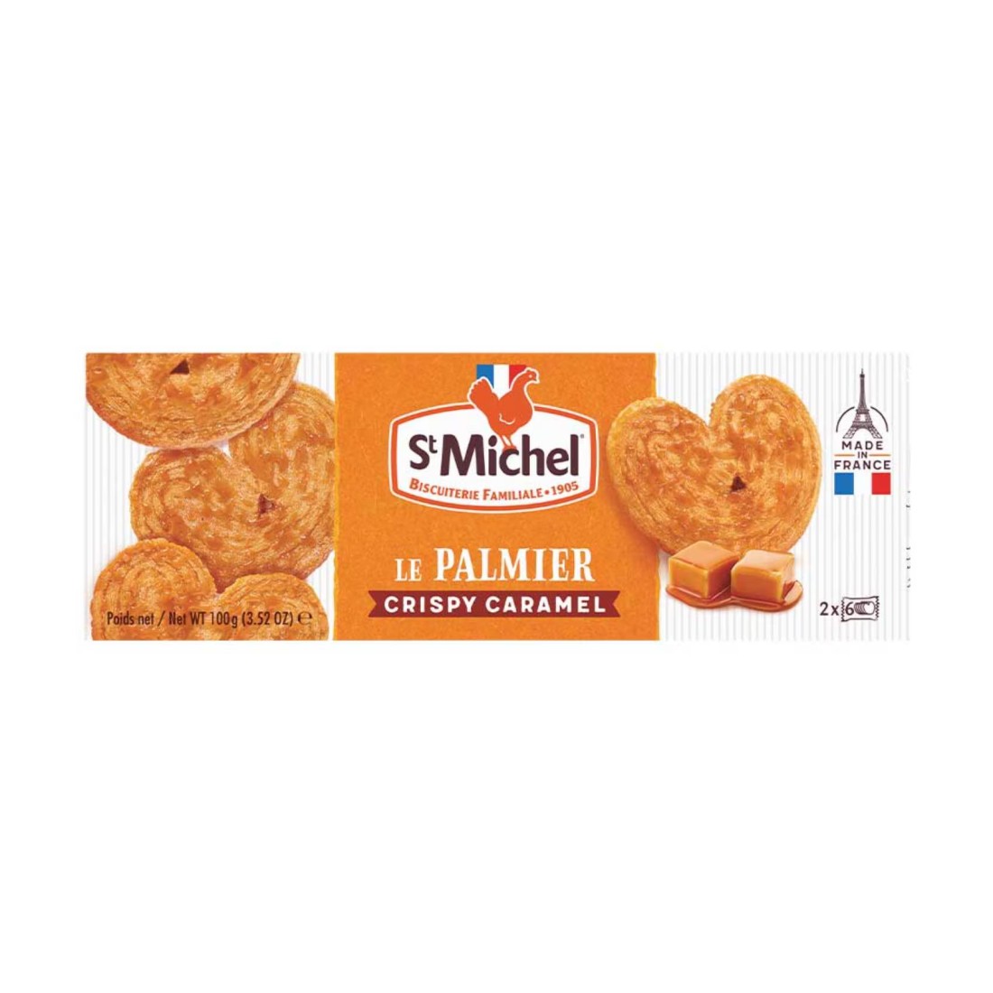 St Michel Palmiers Caramel Butter Cookies 12 Cookies, 100g