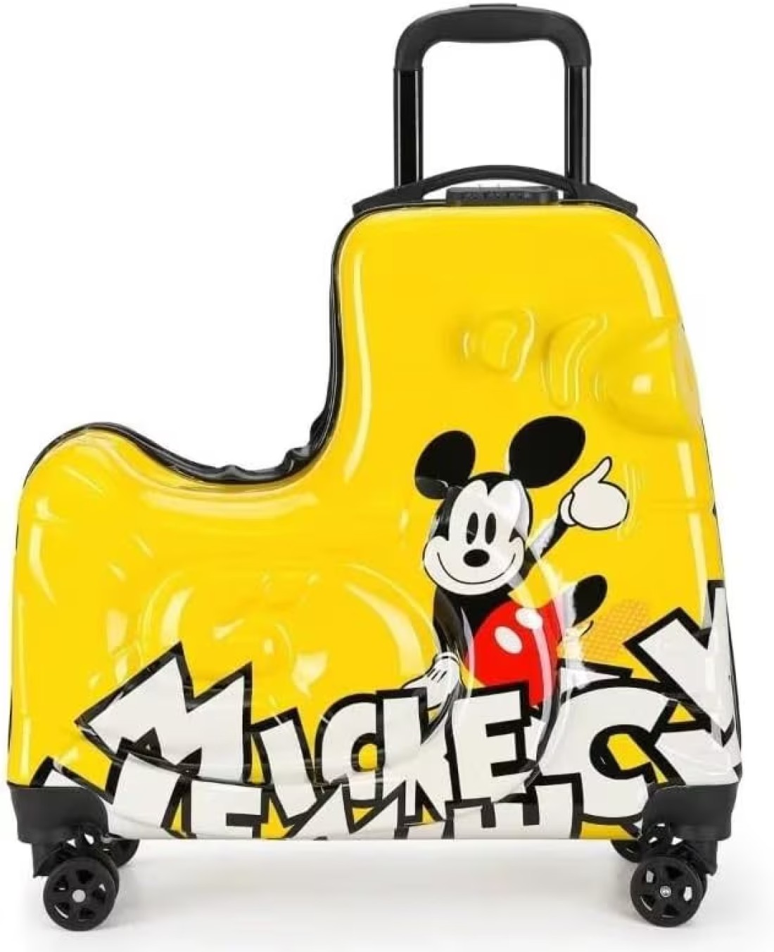 Children&#39;s Ride-On Suitcase,Travel Rolling Kid&#39;s Luggage, Children Trolley Hard Shell Carry on Luggage,Travel Suitcase with Safety Belt &amp; Telescoping Handle,Children&#39;s Day Gift (20 Inch) - Yellow