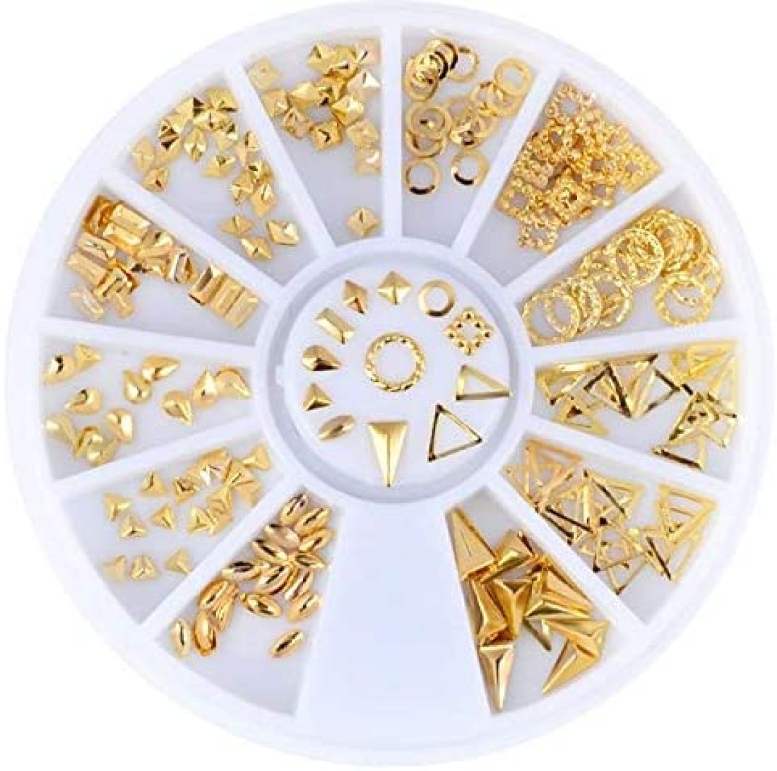 Aiwanto 3Packs 12 Designs Rhinestone Nail Metal Rivets 230 Nail Art Metal Rivets