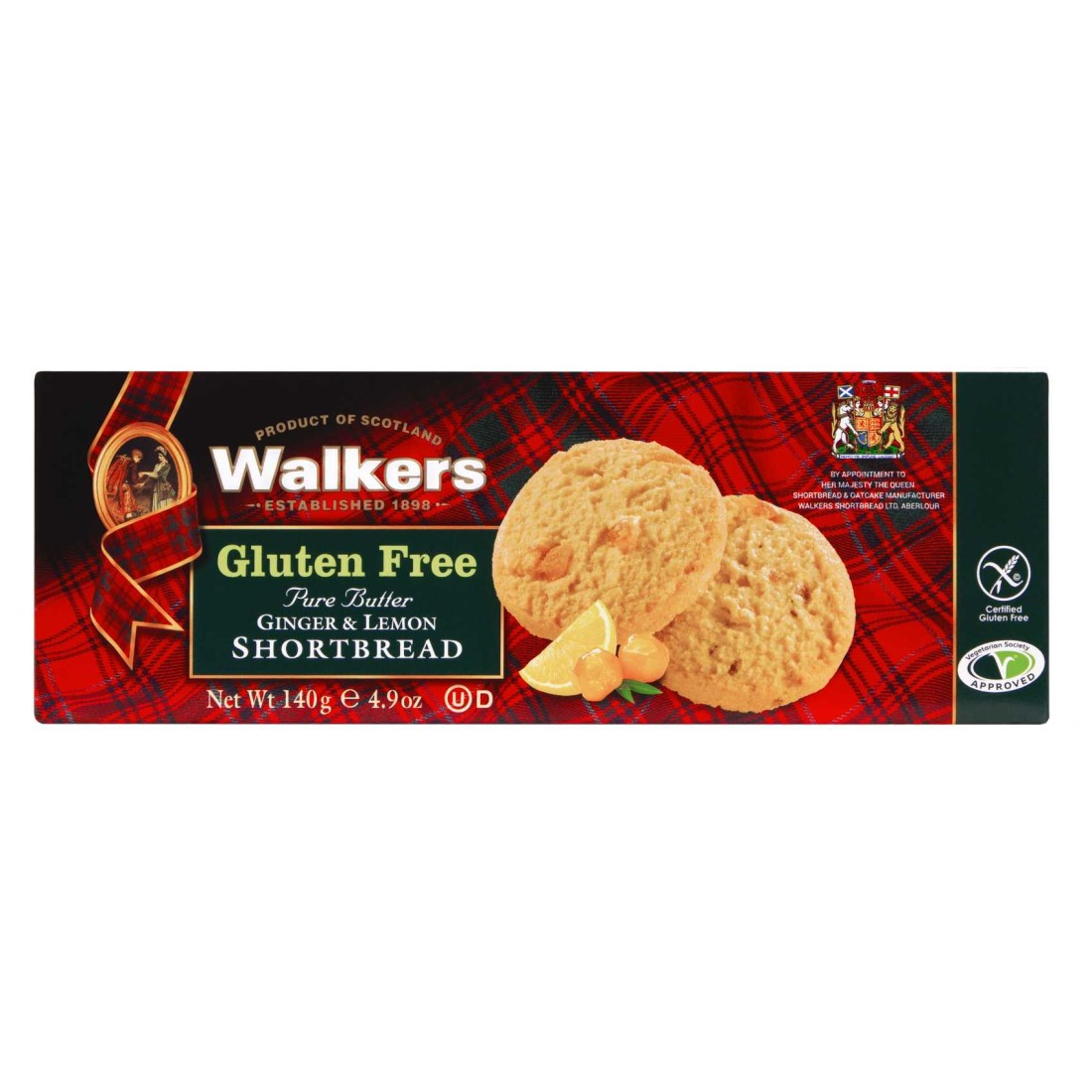 Walker&#39;s Gluten Free Pure Butter Ginger and Lemon Shortbread Biscuits, 180g