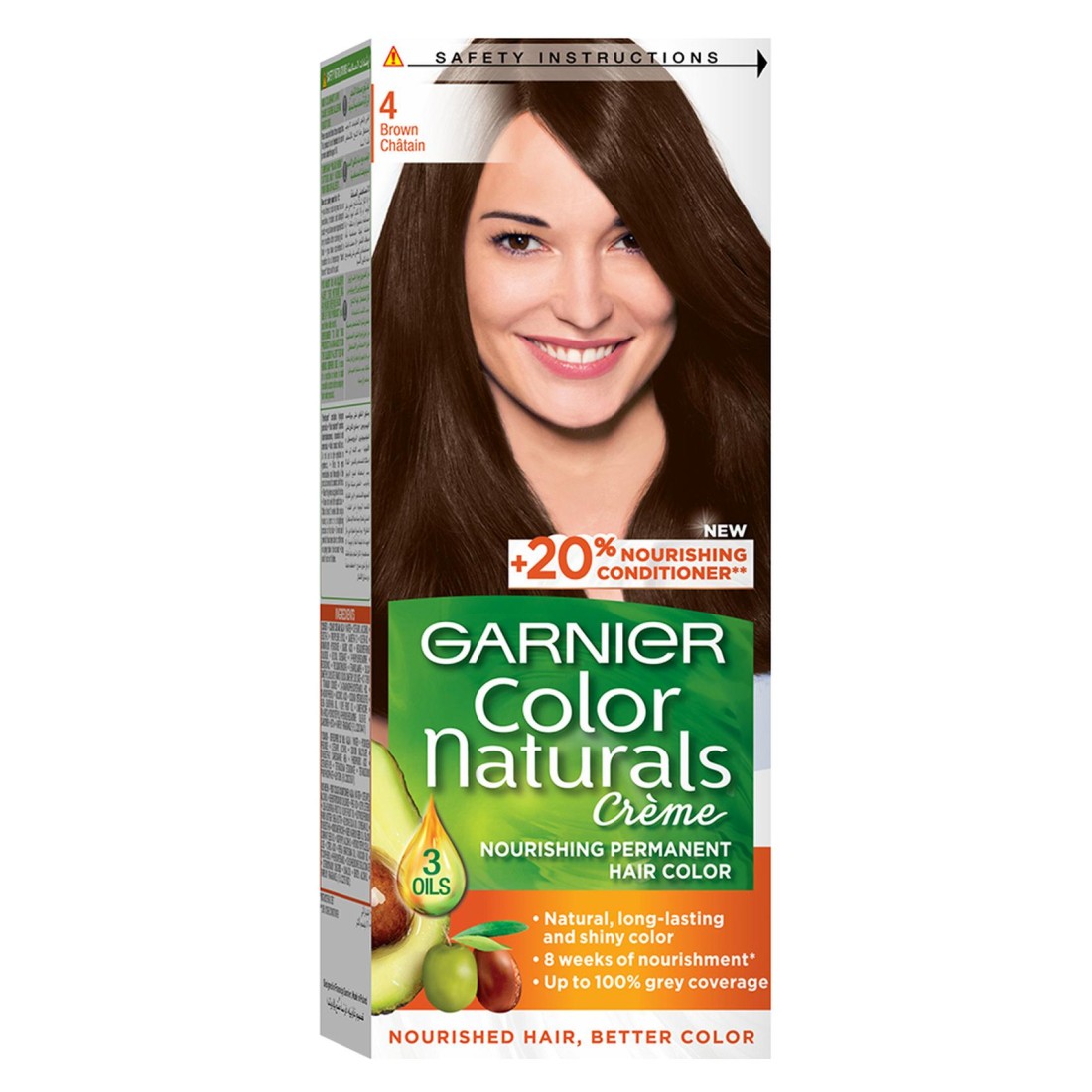 Garnier Colour Naturals Cream Nourishing Permanent Hair Colour 4 Brown 110ml