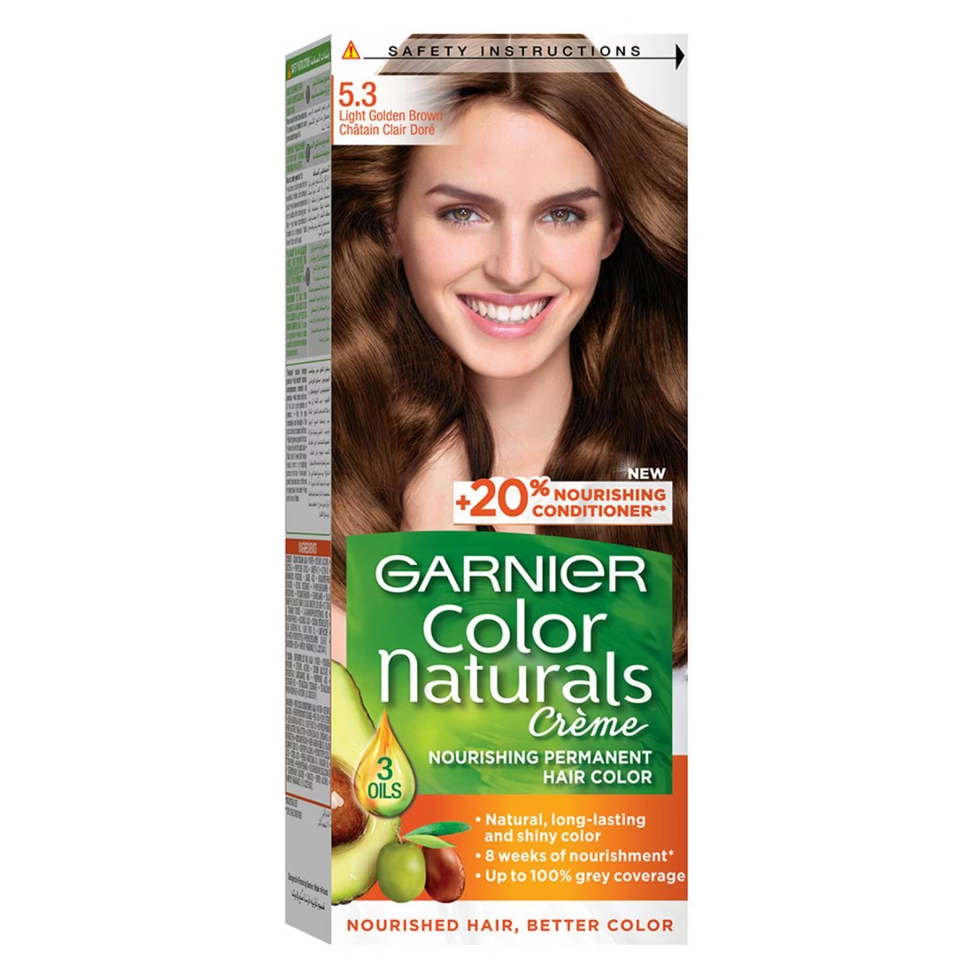 Garnier Colour Naturals Creme Nourishing Permanent Hair Colour 5.3 Light Golden Brown 110ml