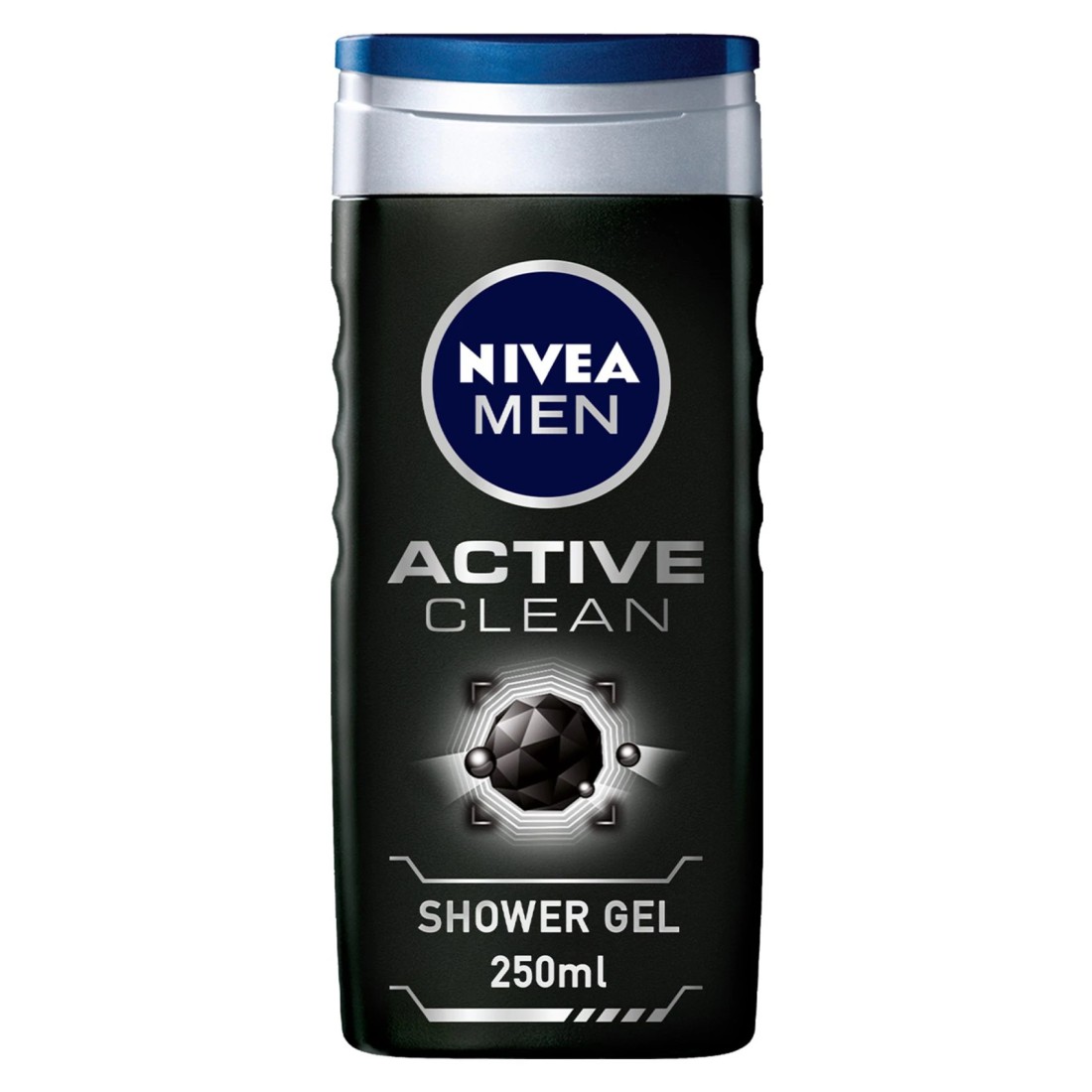 NIVEA MEN 3in1 Shower Gel Body Wash Active Clean Charcoal Woody Scent 250ml