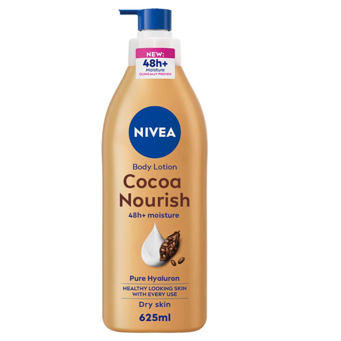 NIVEA Body Lotion, Dry Skin, Cocoa Butter, 48H Deep Moisture, 625ml