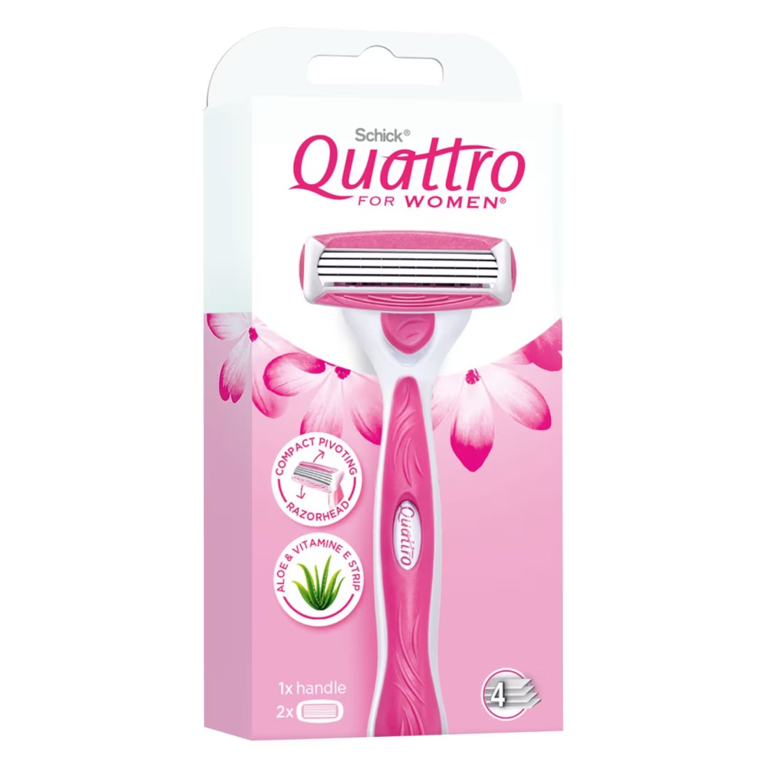 Schick Quattro Women Disposable Razor With Cartridge Multicolour 3 PCS