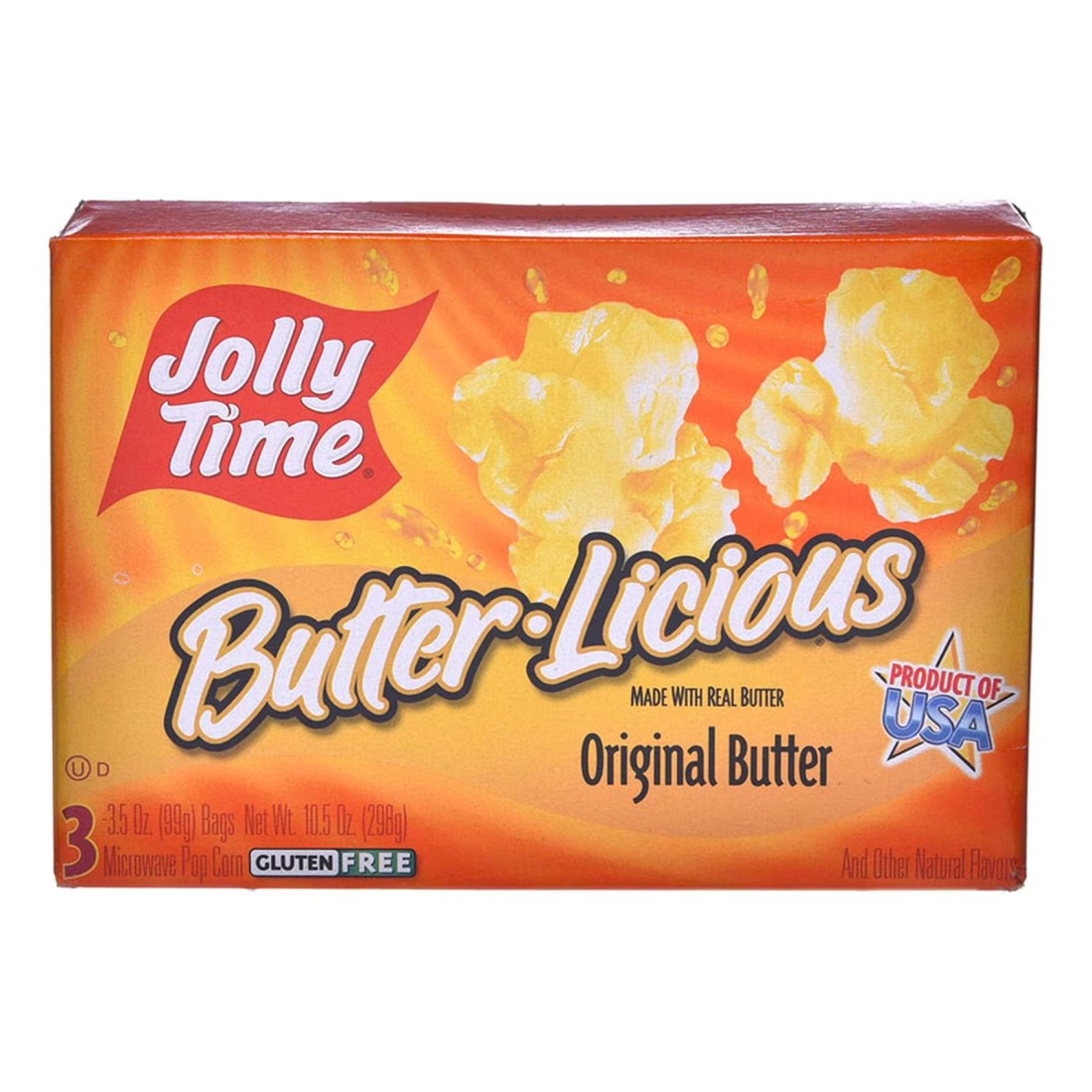 Jolly Time Butter Licious Original Butter Microwave Popcorn, 298g