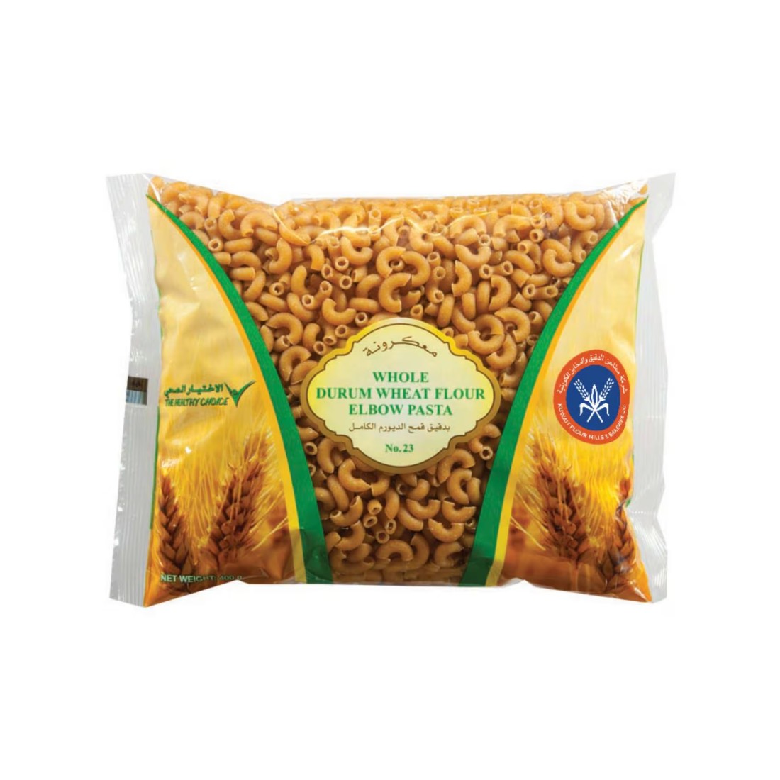 Kuwait Flour Whole Durum Wheat Flour Elbow Pasta No 23 400g