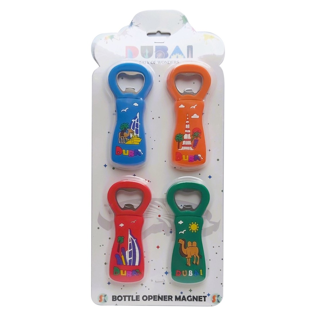 STK PVC Bottle Opener Magnet Multicolour 4 PCS
