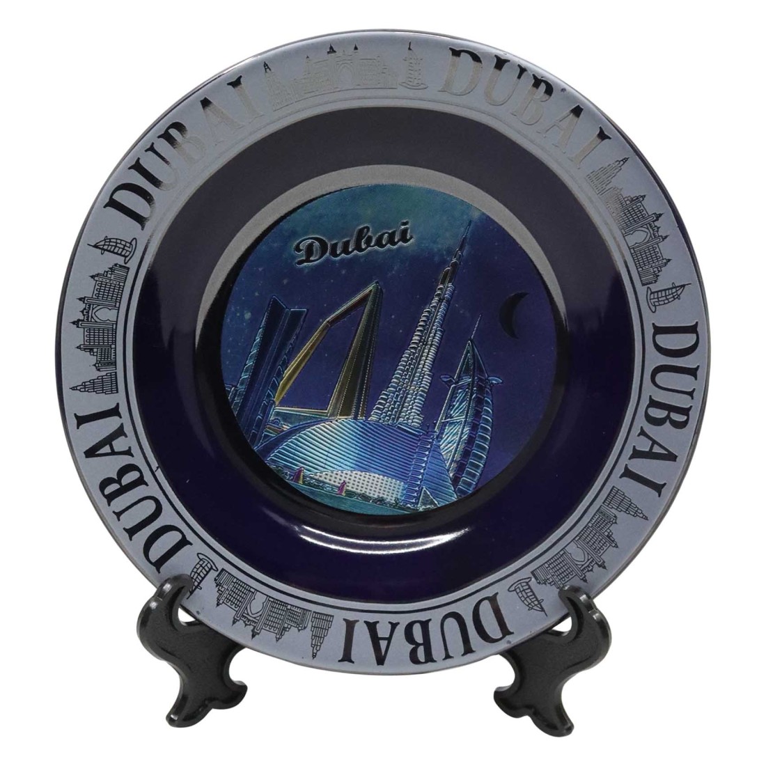 Souvenir Dubai Gold Plated Plate Medium Multicolour