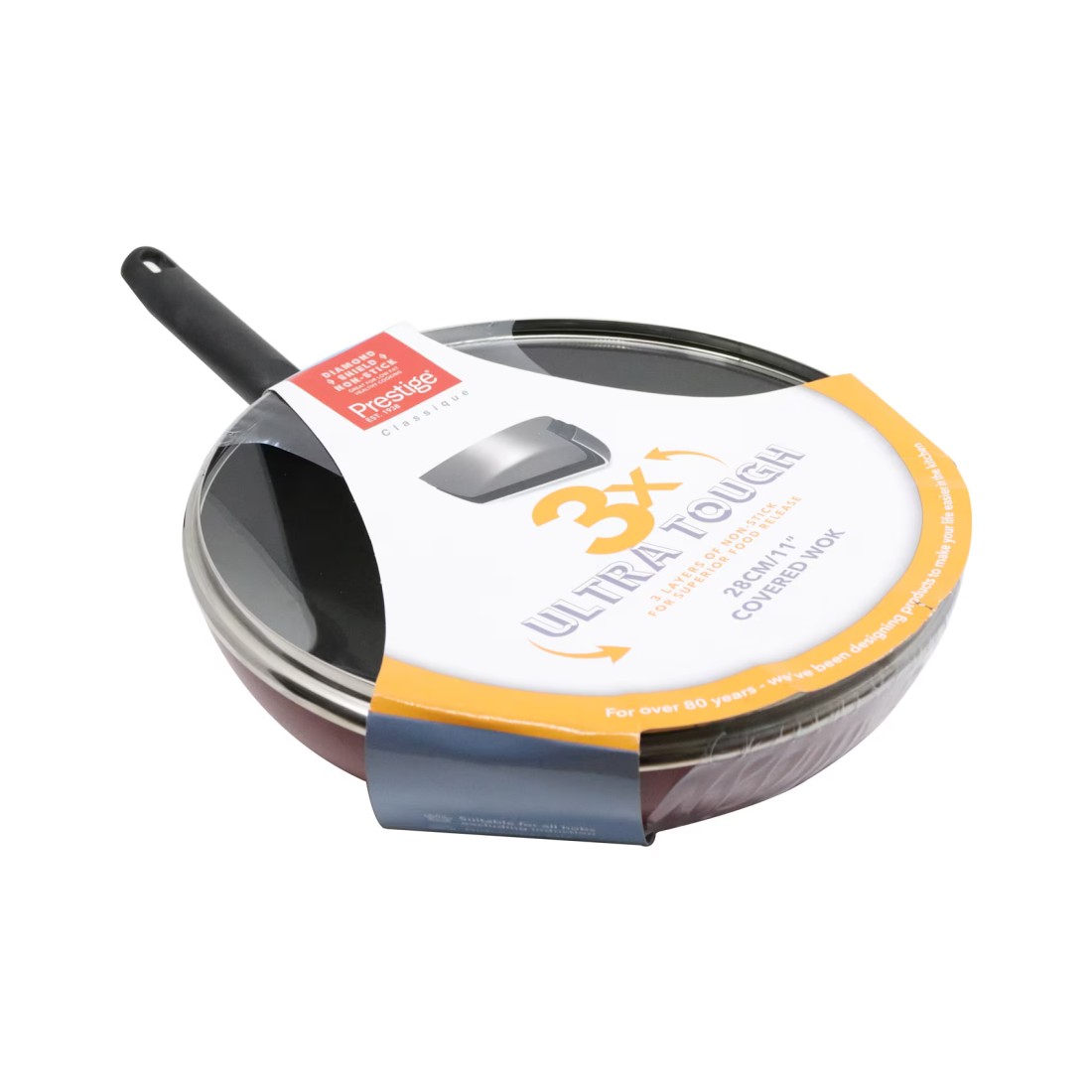 Prestige Classique Non-Stick Covered Wok PR20979 Red 28cm