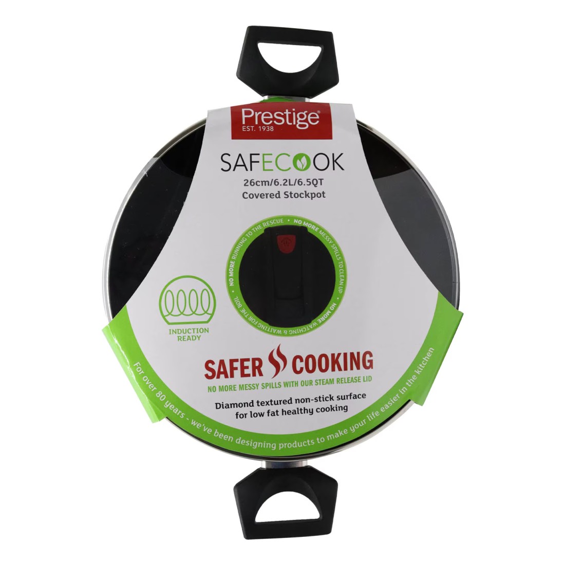 Prestige Safecook Non-Stick Covered Stockpot Red/Black 26cm