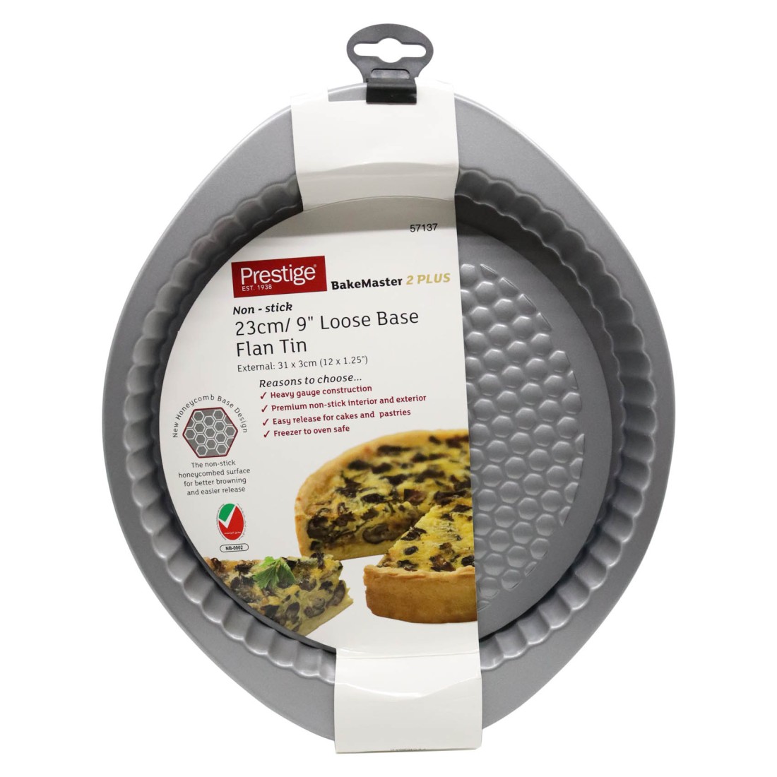 Prestige BakeMaster 2 Plus Non-Stick Loose Base Flan Tin Grey 23cm