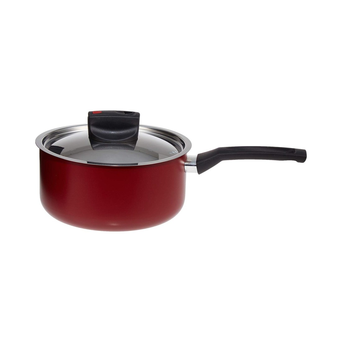 Prestige Safecook Non-Stick Saucepan With Lid Red And Black 18cm