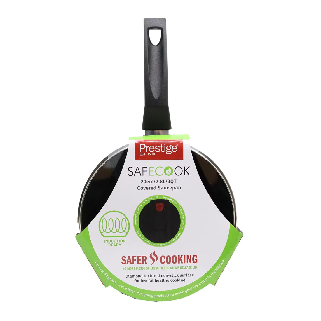Prestige Safecook Non-Stick Covered Saucepan PR22098 Red And Black 2.8L
