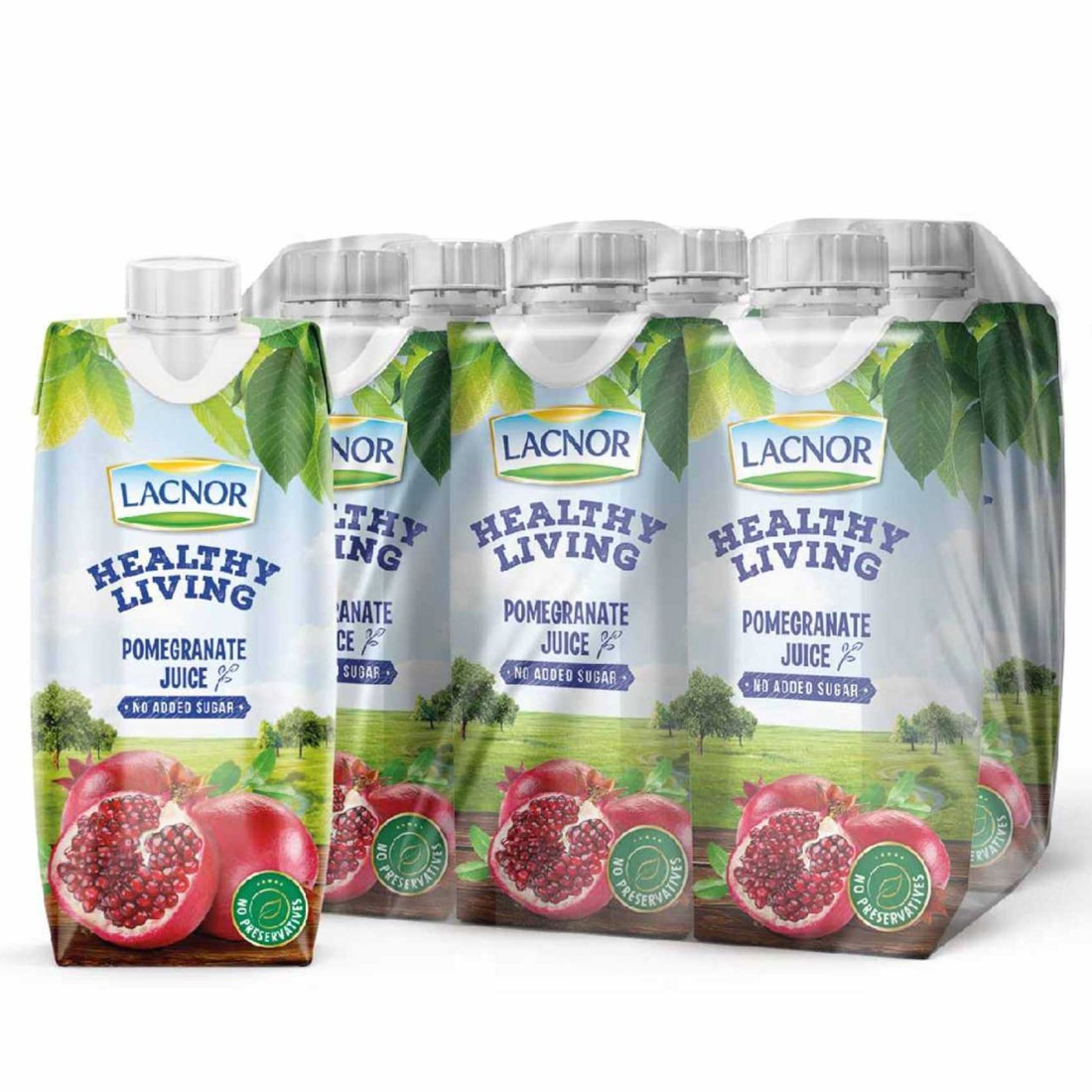 Lacnor Healthy Living No Added Sugar Pomegranate Juice 250ml Pack of 6