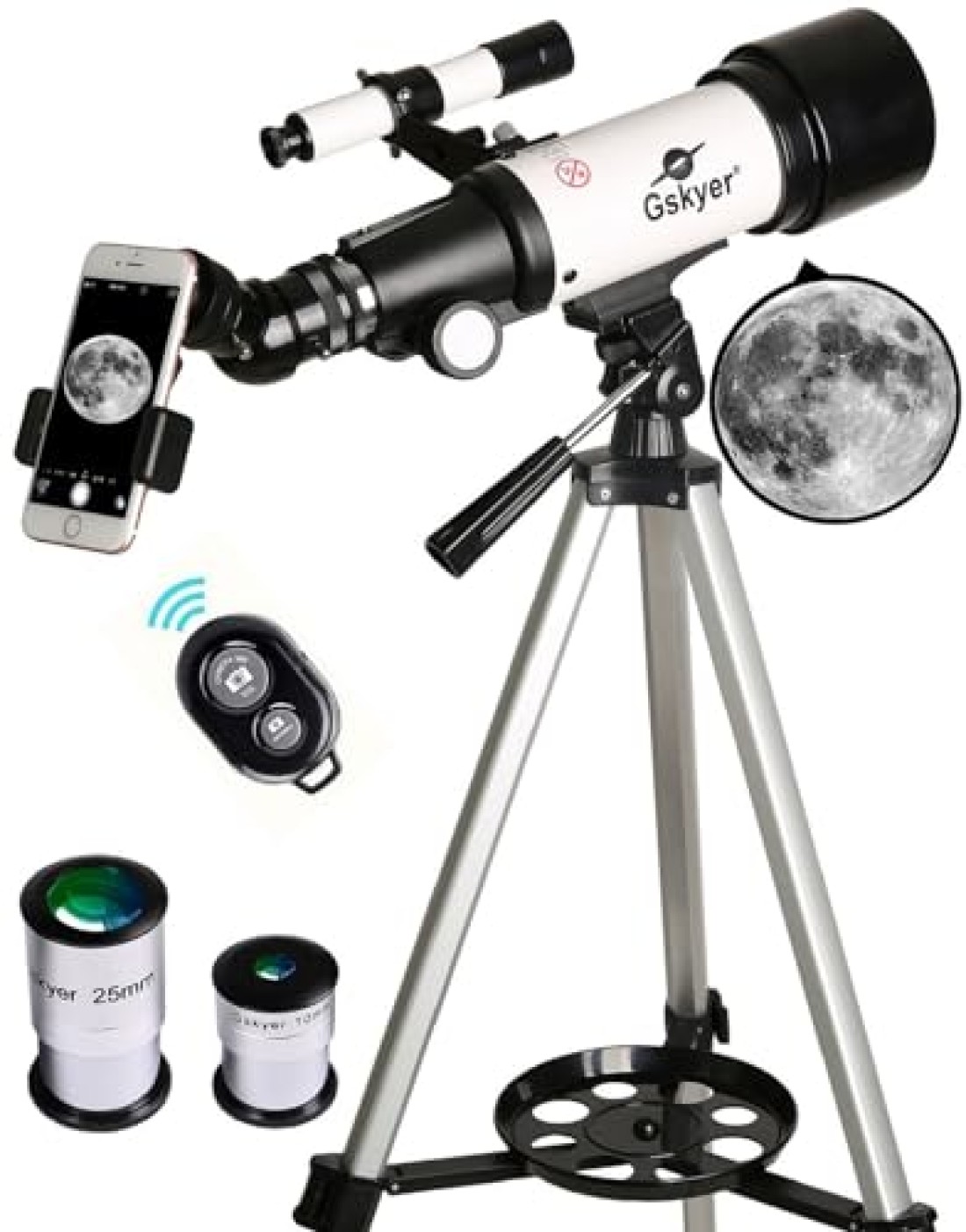 Gskyer Telescope 70mm Aperture 400mm AZ Mount Astronomical Refracting Telescope for Kids Beginners Travel Telescope with Carry Bag Phone Adapter and Wireless Remote