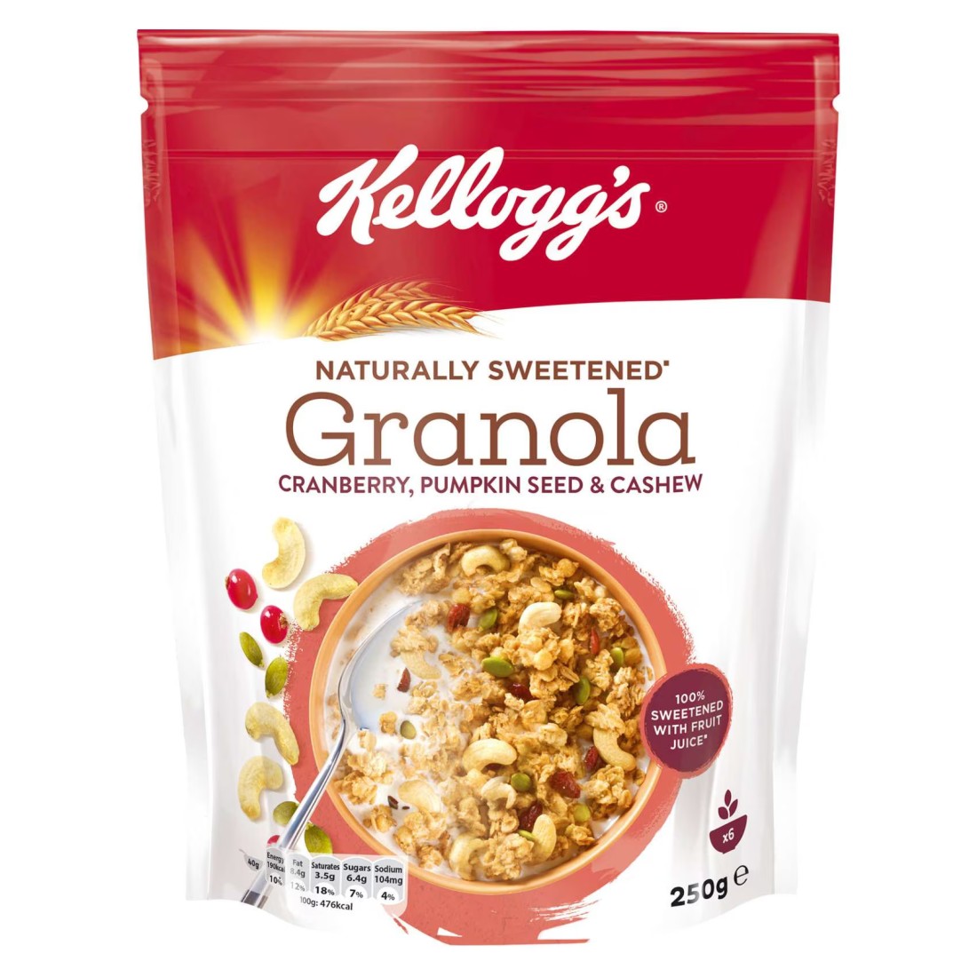 Kellogg&#39;s Granola with Cranberry Pumpkin Seed and Cashew Cereal, 250g