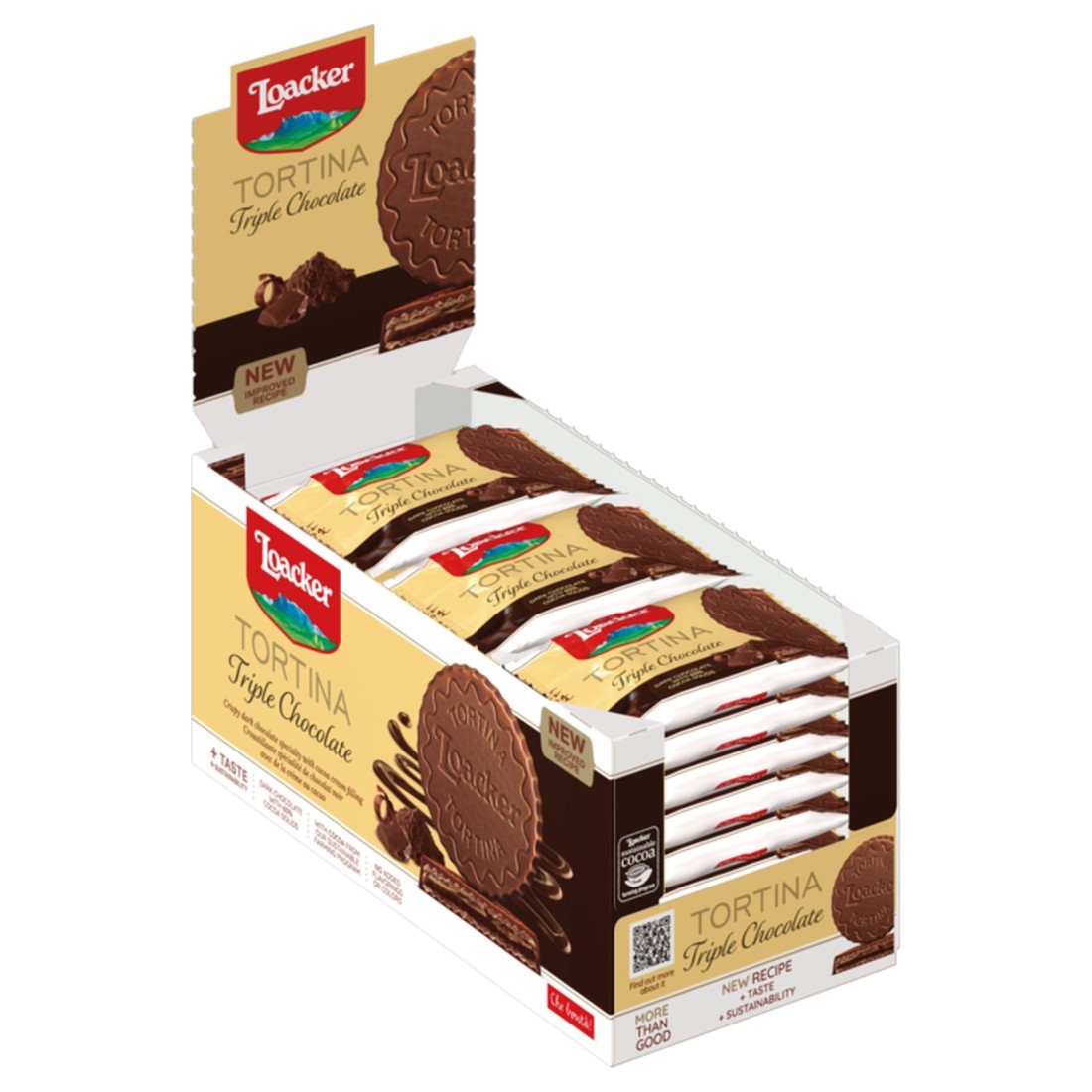 Loacker Tortina Triple Chocolate Wafers, 21g Pack of 24