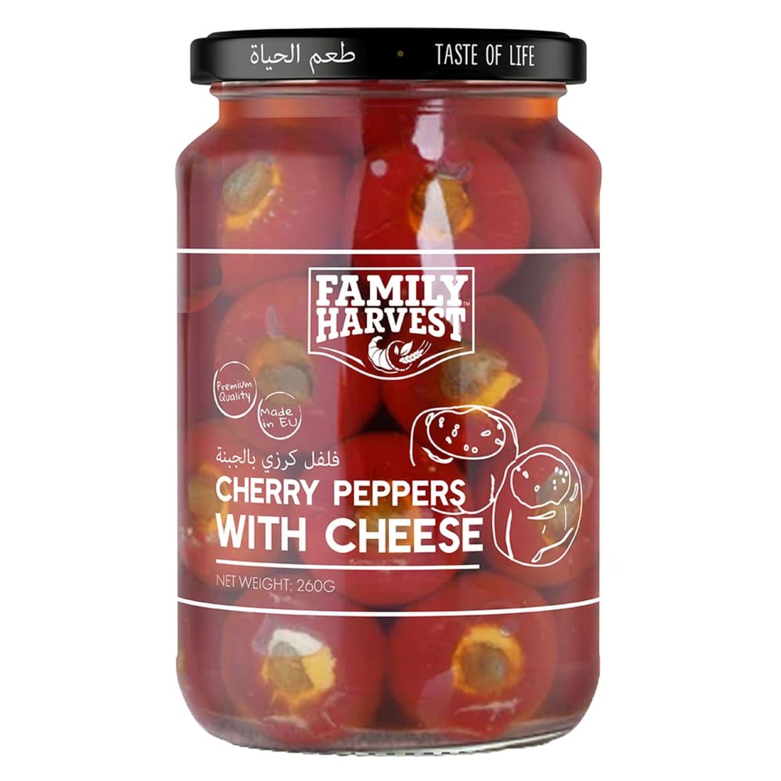 Family Harvest Cherry Peppers Stuffed with Cheese 260g