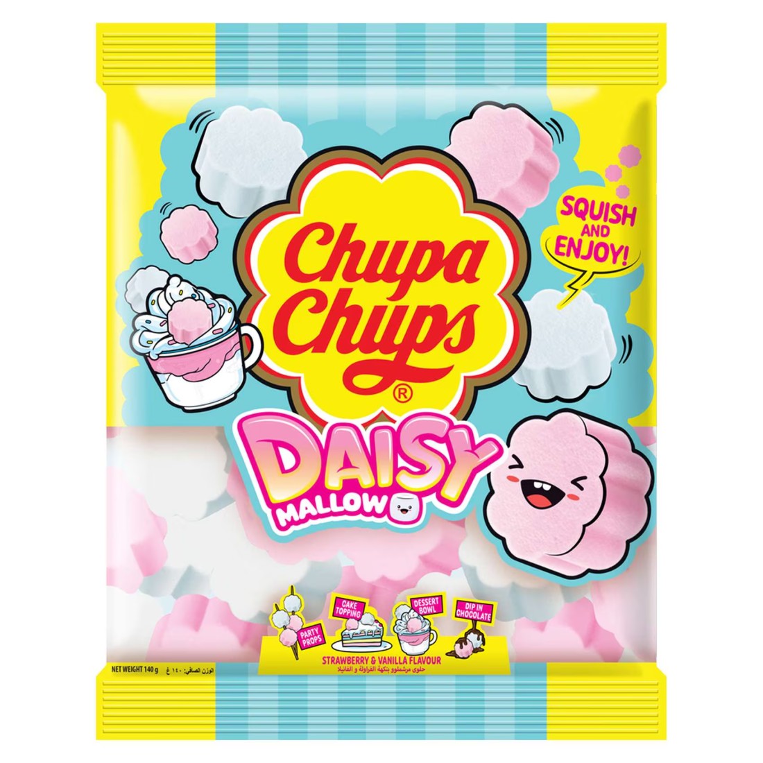 Chupa Chups Strawberry and Vanilla Flavour Daisy Mallow Marshmallow, 140g