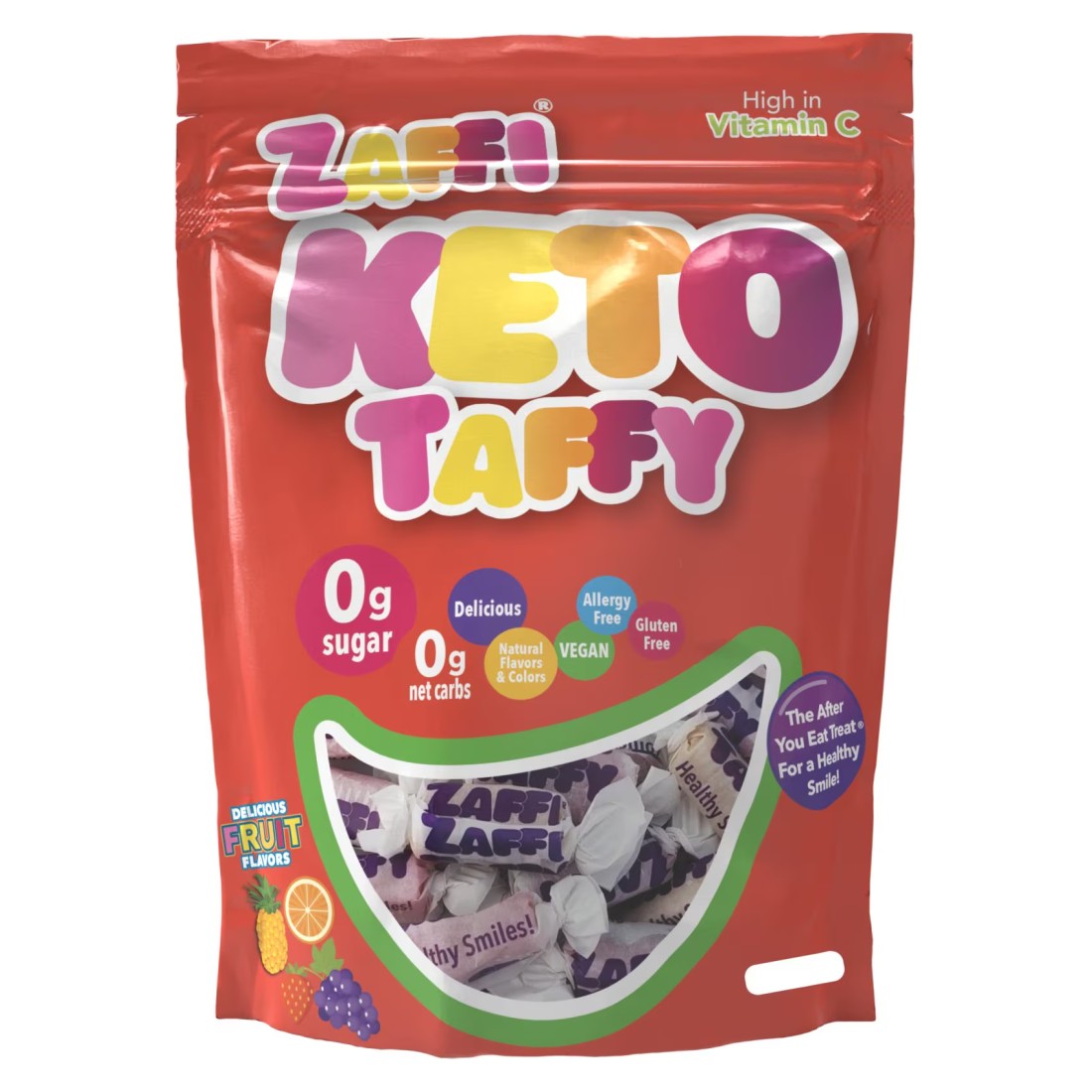 Zolli Zaffi Keto Taffy Assorted Fruit Flavoured Candy 45g